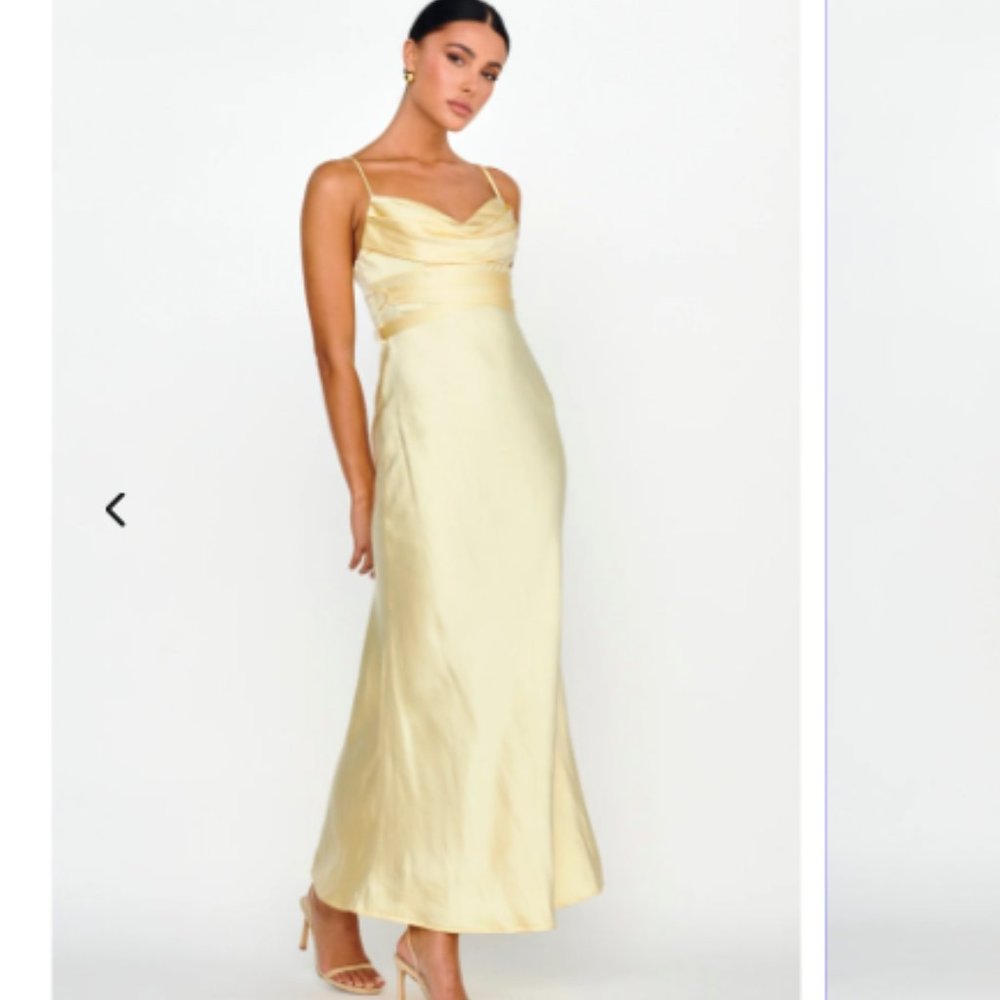 Baby/ Butter Yellow Satin Dress Midi